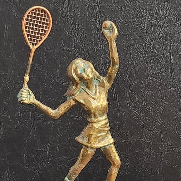 Rare Vintage Bijan Sculpture Tennis Player Mixed Metal-Bronze and Copper - Picture 2 of 10